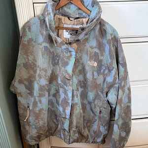The North Face Camouflage Wind Jacket in Sage Green, Brown & blue